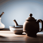 An image showcasing the evolution of teapots through time, from ancient clay pots to intricate porcelain masterpieces