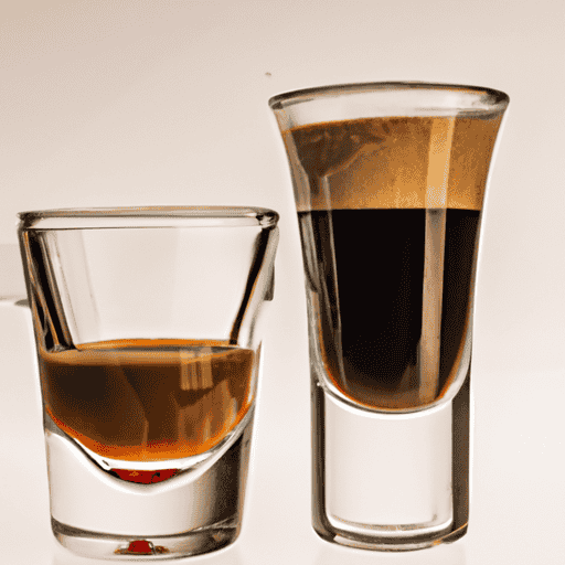 An image that showcases a clear glass mug filled halfway with rich, dark coffee, topped with a velvety layer of foam