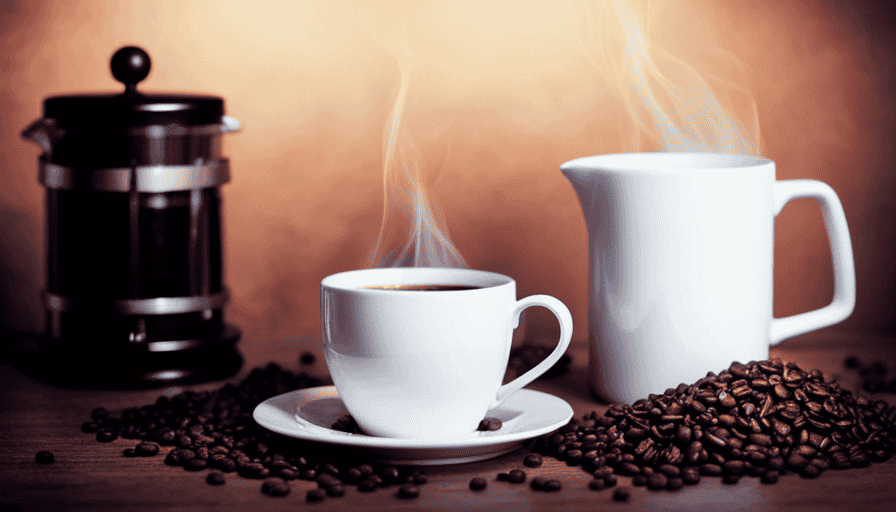 An image that showcases a steaming cup of instant coffee beside a French press with freshly ground beans, highlighting the contrasting convenience and taste, while capturing the essence of the pros and cons
