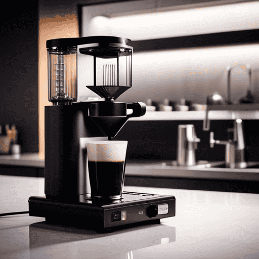 An image showcasing the Technivorm Moccamaster, capturing its sleek stainless steel body, elegant glass carafe, and precise water flow, highlighting its reputation as a top-tier drip coffee maker