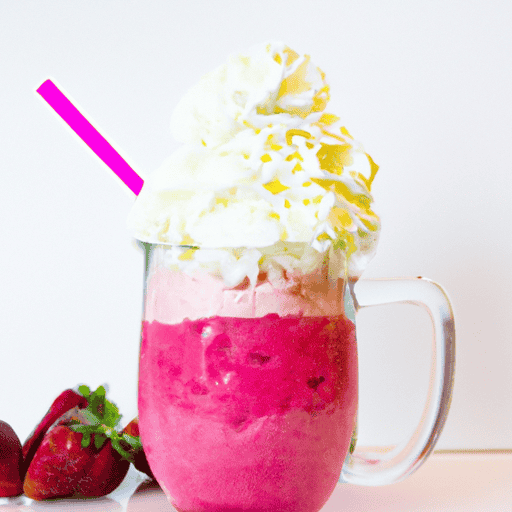 An image capturing the essence of a kid-friendly, homemade strawberry frappuccino