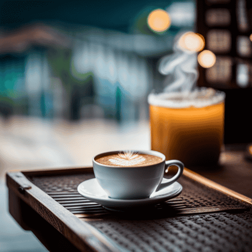 the essence of Ipoh White Coffee through a vibrant image showcasing a steaming cup of rich, aromatic coffee, enveloped by the nostalgic charm of traditional coffee shops, adorned with vintage décor and bustling with locals savoring each sip