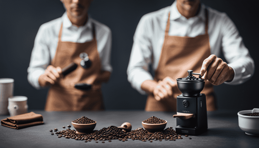 the essence of the Timemore C2 hand coffee grinder: a sleek, compact design with an ergonomic handle, grinding fresh coffee beans effortlessly, producing a fine, consistent grind, all while exuding a sense of affordability and ease