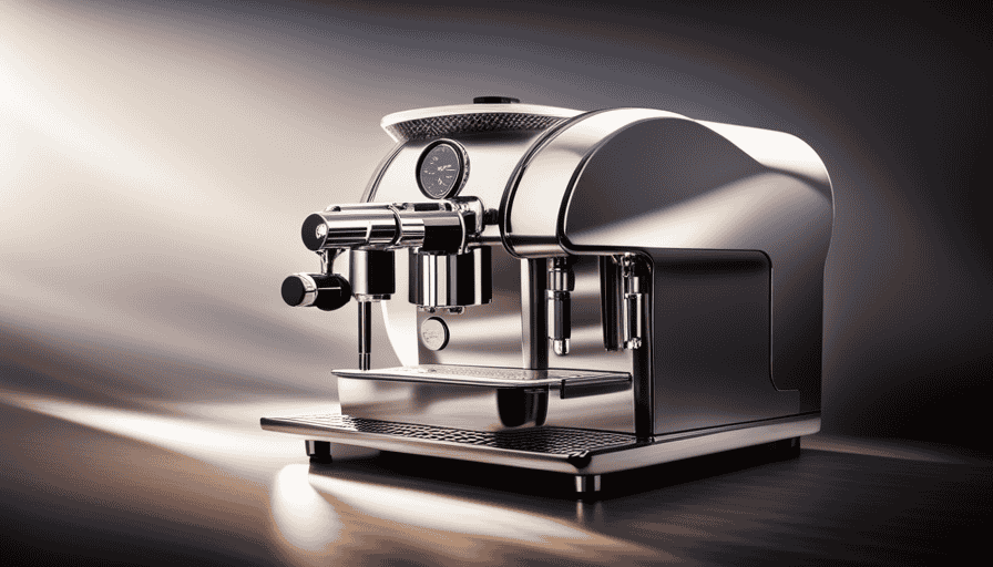 Capture the elegance and precision of Italian espresso machines with a close-up shot of a sleek, chrome machine