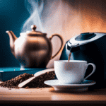 An image showcasing a Keurig machine and a teapot side by side, surrounded by a variety of loose leaf tea blends in vibrant colors, with steam rising from both brewing methods