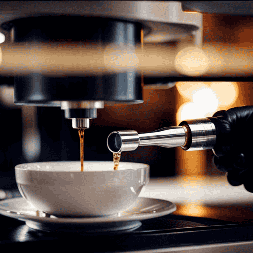 An image showcasing a barista expertly using a refractometer to measure the coffee's extraction, capturing the precise moment as the golden-brown liquid cascades into a glass, revealing coffee's untapped potential