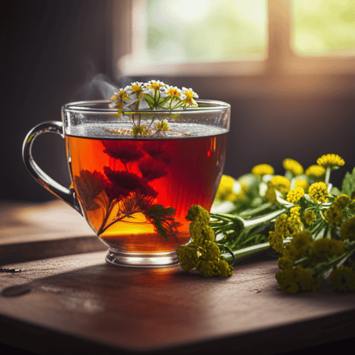 An image showcasing a vibrant cup of Yarrow Leaf & Flower Herbal Tea
