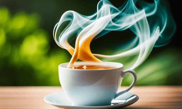 An image capturing a steaming cup of Oolong tea, showcasing its amber hue