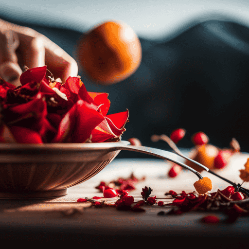 An image showcasing a harmonious medley of vibrant rosehips surrounded by complementary dried hibiscus petals, fragrant lavender buds, earthy chamomile flowers, and zesty orange peel, inviting readers to explore the perfect blend for their DIY herbal tea