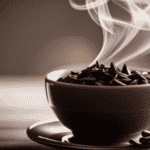 An image showcasing the rich, dark brown color of roasted chicory root in a steaming cup of coffee