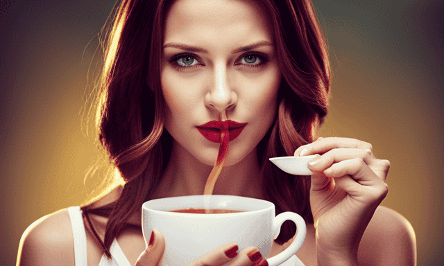 An image showcasing a person enjoying a warm cup of Rooibos tea, their radiant complexion reflecting the tea's benefits