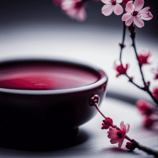 An image showcasing a delicate porcelain teacup, filled with vibrant San Qi flower tea