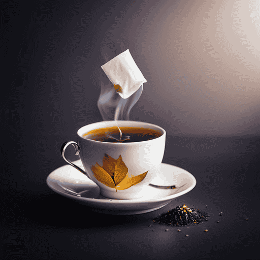 An image showcasing a delicate teacup with an oversteeped herbal tea bag immersed inside