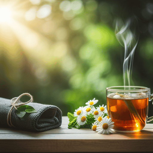 An image showcasing a serene scene of a cozy herbal tea corner