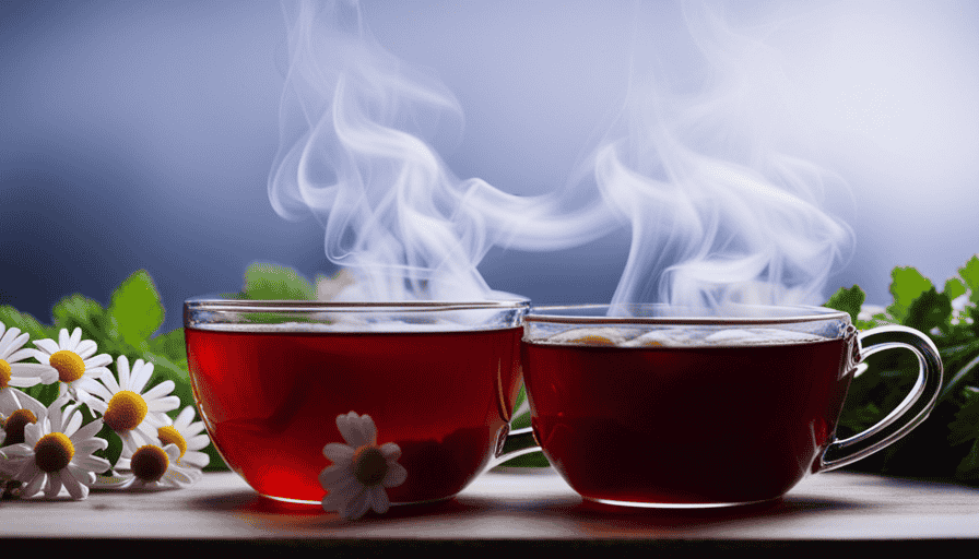 image of a cozy herbal tea set-up with a steaming cup of chamomile tea, surrounded by fresh ginger, cranberries, and a sprig of parsley, highlighting the natural remedies for UTI relief