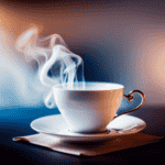 An image capturing the delicate wisps of steam rising from a porcelain teacup, revealing the rich hues of a freshly brewed infusion