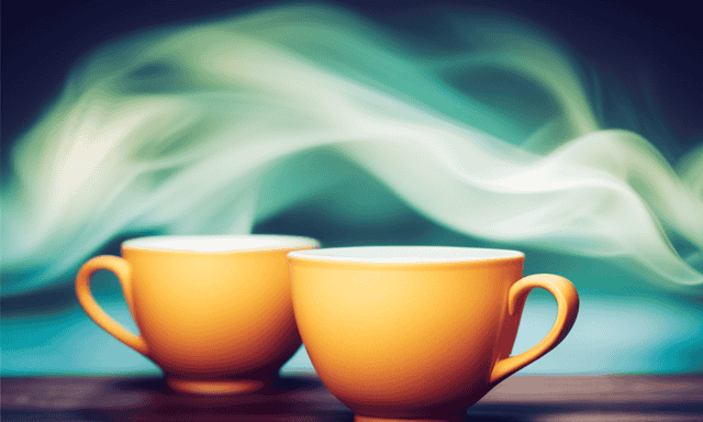 An image showcasing two teacups, one filled with aromatic Oolong tea, the other with vibrant Green tea