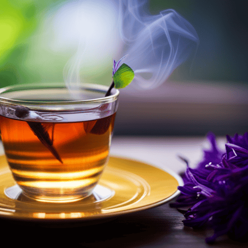 An image showcasing a steaming cup of Thai Cat's Whisker Herbal Tea