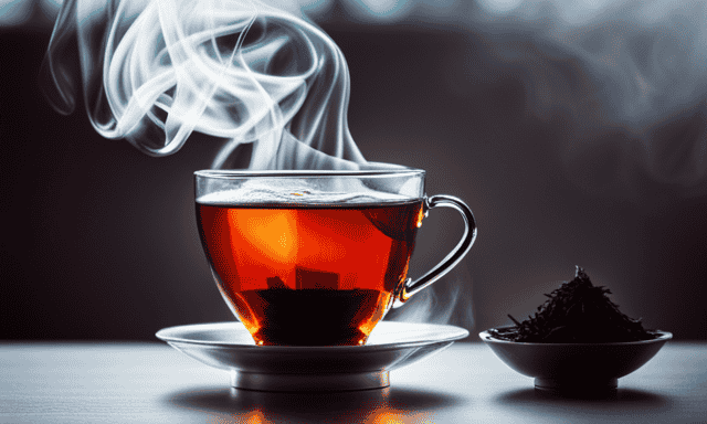 An image that showcases a steaming cup of aromatic oolong tea, enveloped by delicate steam swirling upwards