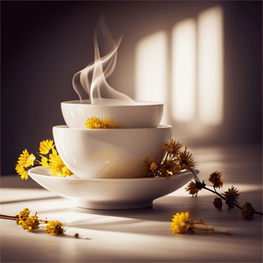 An image of a delicate porcelain teacup, filled with golden-hued linden flower tea