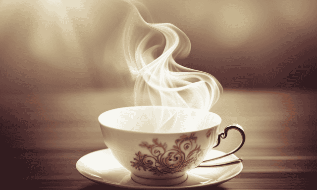 An image showcasing a delicate porcelain teacup filled with milky oolong tea