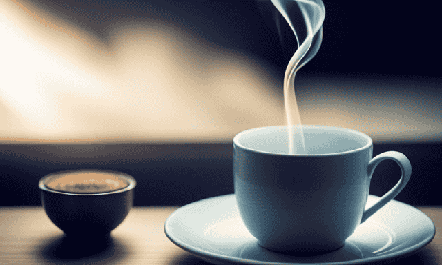 An image featuring a serene, minimalist setting with a cup of steaming Oolong tea