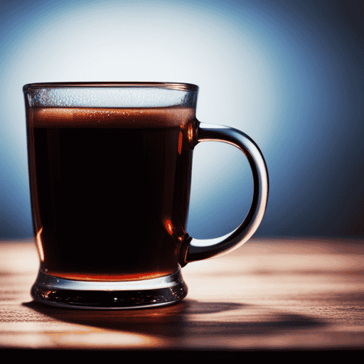 An image of a transparent glass mug filled with rich, dark Postum, showcasing its distinct aroma and velvety texture