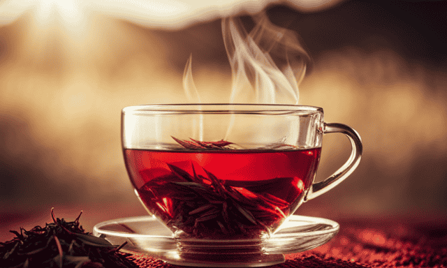 An image featuring a vibrant cup of red Rooibos tea, showcasing its deep crimson hue