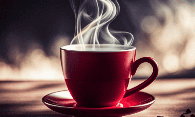 An image that captures the warmth of a steaming cup of Rooibos Chai, showcasing the vibrant reddish-brown hue of the tea, delicate swirls of steam rising, and the comforting aroma enveloping the scene