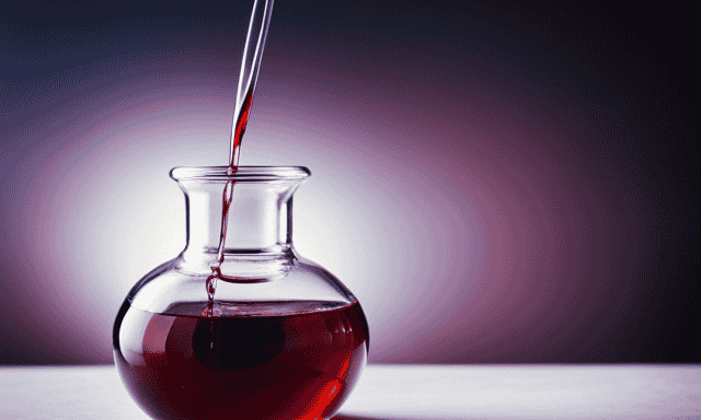 An image showcasing a glass jar filled with rich, deep red Rooibos syrup