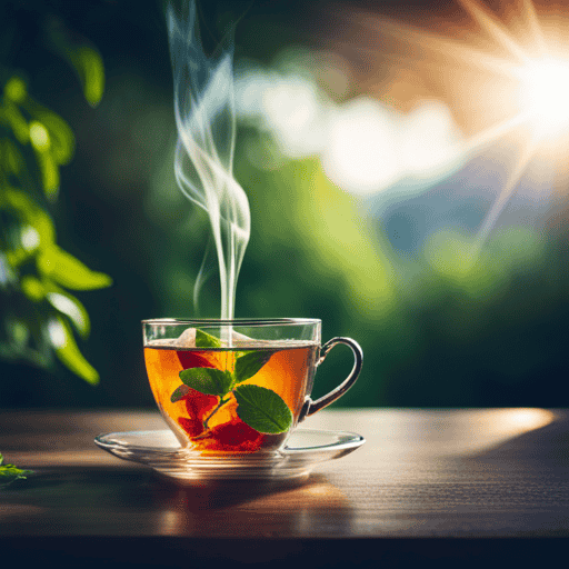 An image showcasing a vibrant and refreshing cup of herbal tea exuding invigorating energy