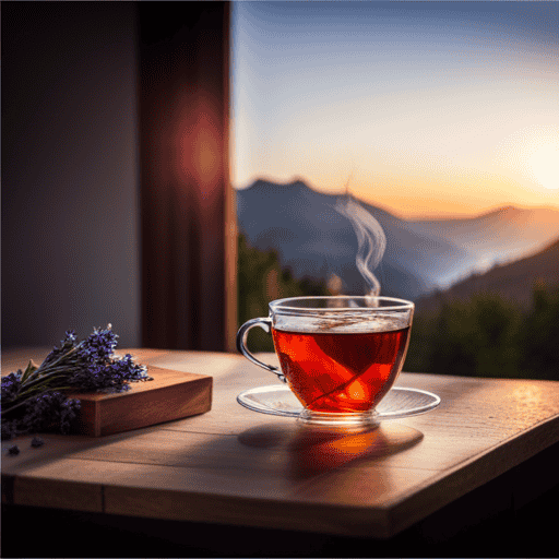 An image showcasing a soothing cup of herbal tea with delicate steam rising from it