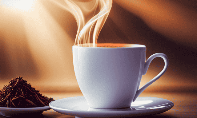 An image showcasing a vibrant and inviting cup of steaming rooibos tea