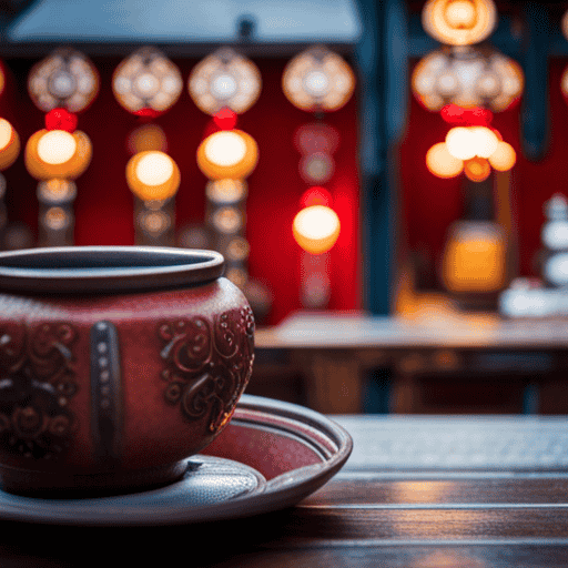 An image capturing the vibrant storefront of a herbal tea haven nestled in Los Angeles' China Town