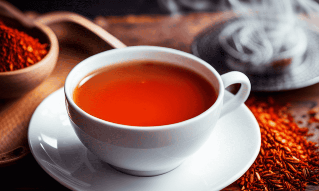 An image showcasing a vibrant cup of freshly brewed rooibos tea, brimming with antioxidants and minerals
