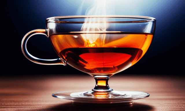 An image showcasing a vibrant cup of RWD Rooibos tea, radiating a warm mahogany hue, revealing its balanced pH level
