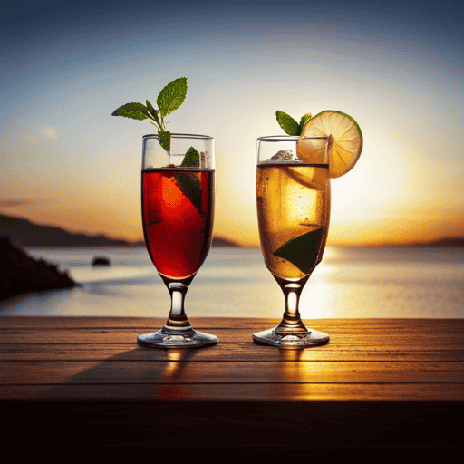 An image showcasing two glasses filled with vibrant, aromatic herbal teas, one labeled "Herbalife Herbal Tea Concentrate" and the other featuring an enticing alternative