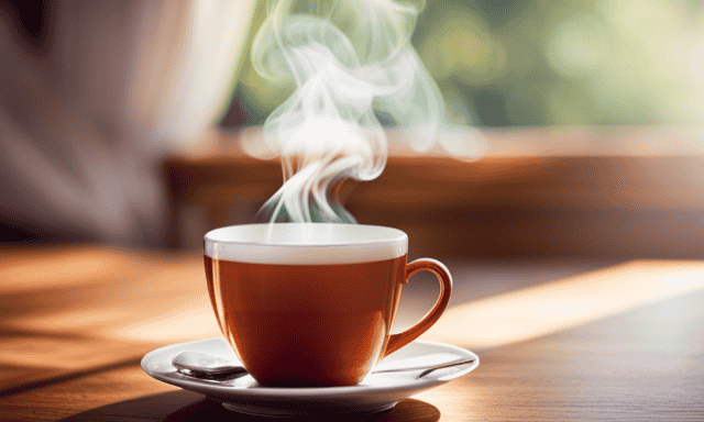 An image showcasing a steaming cup of aromatic rooibos tea, perfectly brewed at a temperature of 195°F
