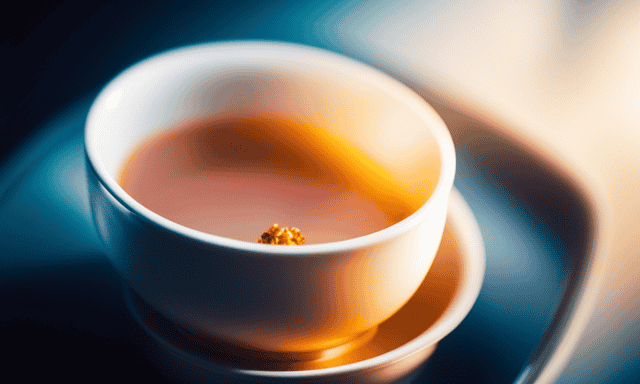 An image showcasing a perfectly steeped cup of Oolong tea, radiating a warm golden hue