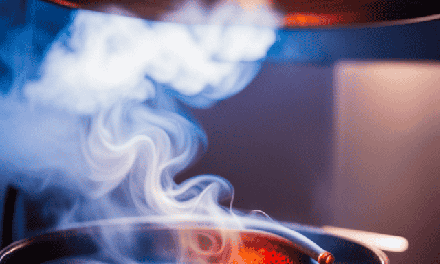 An image depicting a steaming pot of rooibos tea, gently bubbling as it boils on a stove