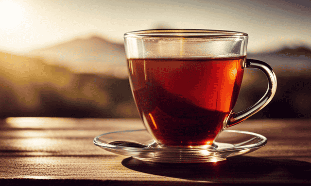 An image showcasing a vibrant cup of freshly brewed rooibos tea, brimming with antioxidants and essential vitamins