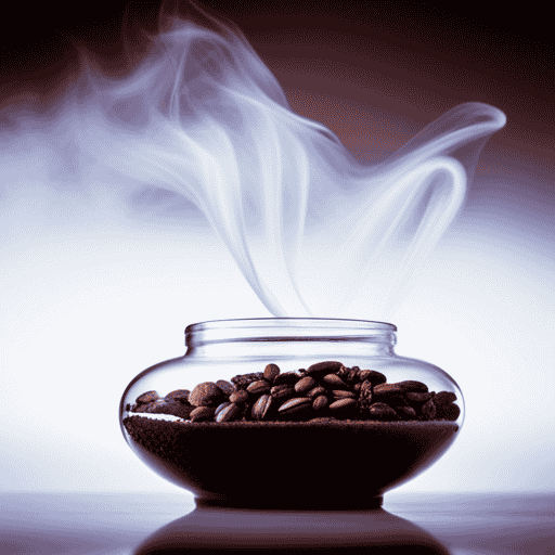 An image depicting a vintage glass jar filled with roasted grains, chicory roots, and molasses, surrounded by steam rising from a cup of hot, dark liquid, evoking the mystery and allure of Postum's secret ingredients