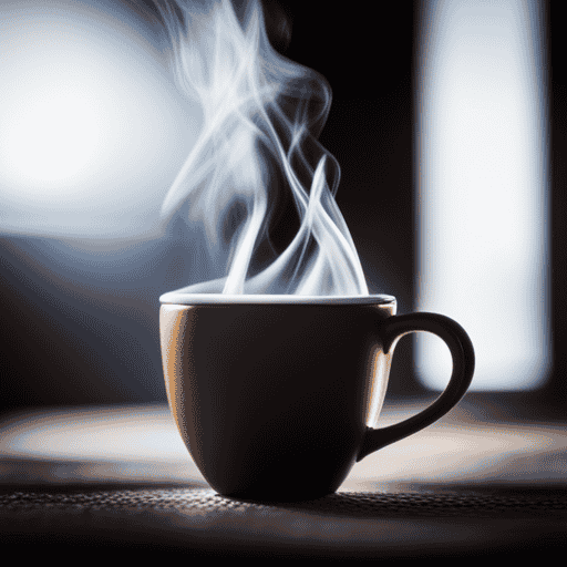 An image showcasing a steaming cup filled with a rich, dark liquid reminiscent of coffee, but with a unique aroma