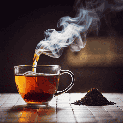 An image that captures the essence of herbal tea preparation, featuring a steaming cup of tea infused with apple cider vinegar