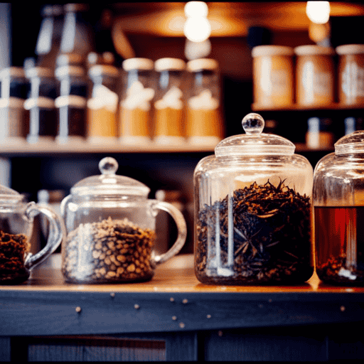 An image showcasing a cozy, sunlit herbal tea shop in Brooklyn, NY