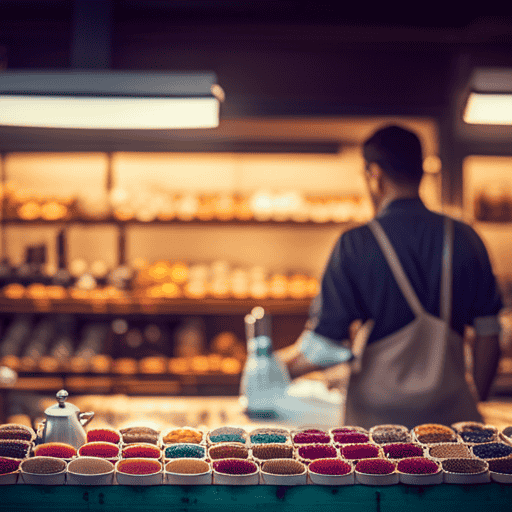 An image that showcases a vibrant and bustling marketplace, with colorful stalls bursting with an array of herbal teas from all around the world