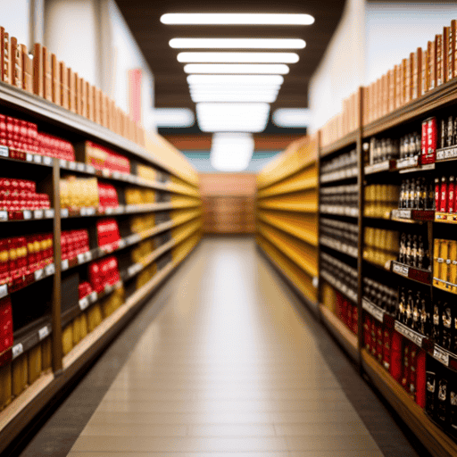 An image showcasing a serene tea aisle in a well-stocked grocery store, with neatly organized shelves displaying an array of Lipton and Yogi tea boxes, inviting readers to discover where to buy their favorite blends