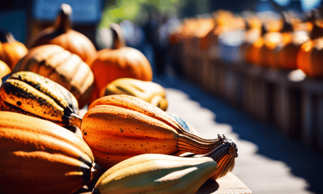 An image showcasing a vibrant outdoor farmers market in California, with a bustling stall adorned by colorful gourds and bags of yerba mate, inviting visitors to explore and buy this energizing beverage