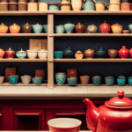 An image featuring a cozy tea shop in downtown Roanoke, Virginia, adorned with vintage teapots and shelves stocked with various loose leaf Oolong teas in vibrant canisters, inviting tea enthusiasts to explore and indulge