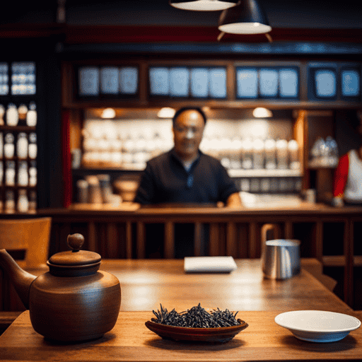 An image capturing the vibrant atmosphere of a Brooklyn tea house, with cozy wooden furniture, shelves adorned with colorful jars of Chinese herbs, and patrons savoring steaming cups of herbal tea amidst a backdrop of traditional Chinese artwork